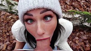 Freckled Teen SUCKS & Gulps in the Woods - Shaiden Rogue